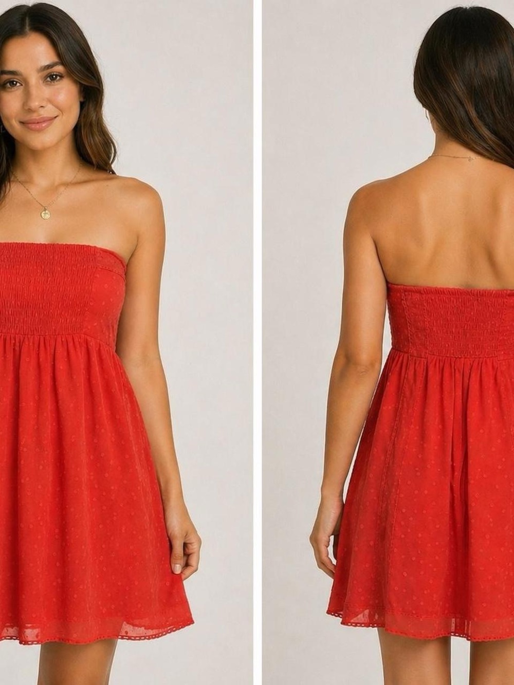 Kimchi Blue Strapless Red Smocked Sundress